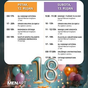 Raspored događanja – Avenue Mall slavi 18 godina!